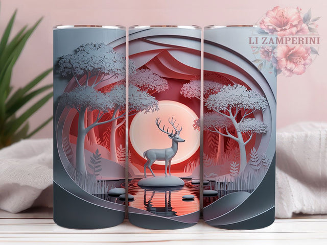 Crimson White Winter Forest Tumbler, Crimson White Landscape Wrap, Forest Sublimation Design, 20oz Winter Tumbler, Scenic Forest Art, Seasonal Landscape Mug, Whimsical Winter Cup Sublimation Li Zamperini 