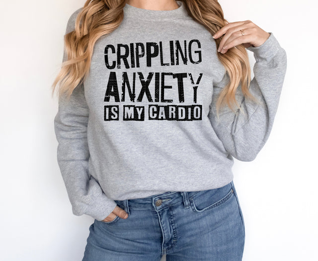 Crippling Anxiety Is My Cardio PNG | Mental Health Humor Design | Sarcastic Fitness Quote Sublimation Print Perfect Design Shop 