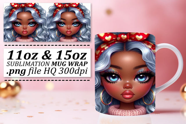 Crisp mug wrap PNGs, perfect for any occasion! , Love Girl Sublimation afrosvg 