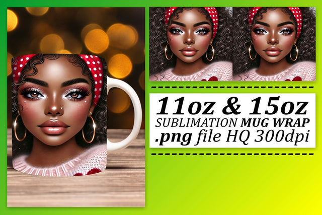 Crisp mug wrap PNGs, perfect for any occasion! , Love Girl Sublimation afrosvg 
