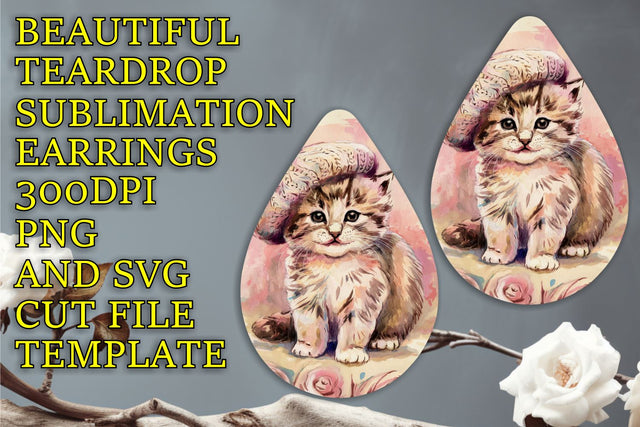 crisp PNG format, Fashionable teardrop earrings template, Animals Sublimation HoodArtCraft 