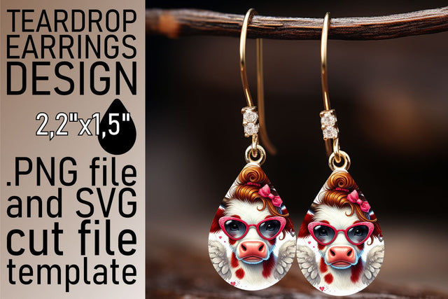 crisp PNG included! , Stylish teardrop earrings design, Valentines Sublimation afrosvg 