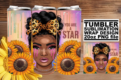 Crisp PNG tumbler wrap, perfect for stunning visuals! , Afro Woman Sublimation afrosvg 
