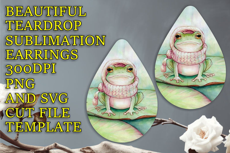 crisp printable PNG, Creative teardrop earrings file, Animals Sublimation HoodArtCraft 