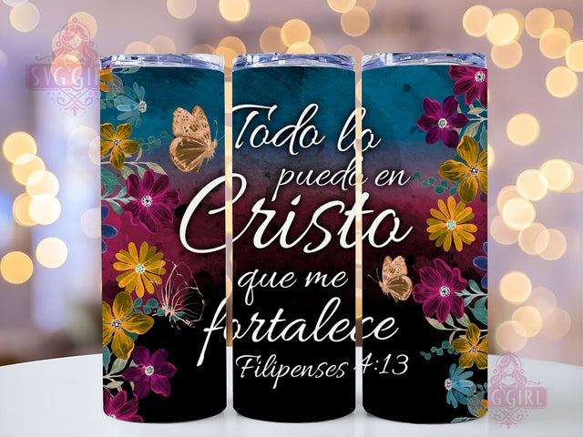 Cristiano 20oz Tumbler Wrap Sublimation Design, Straight Tapered Tumbler Wrap, Spanish Bible Verse Tumbler Png, Instant Digital Download Sublimation SvggirlplusArt 