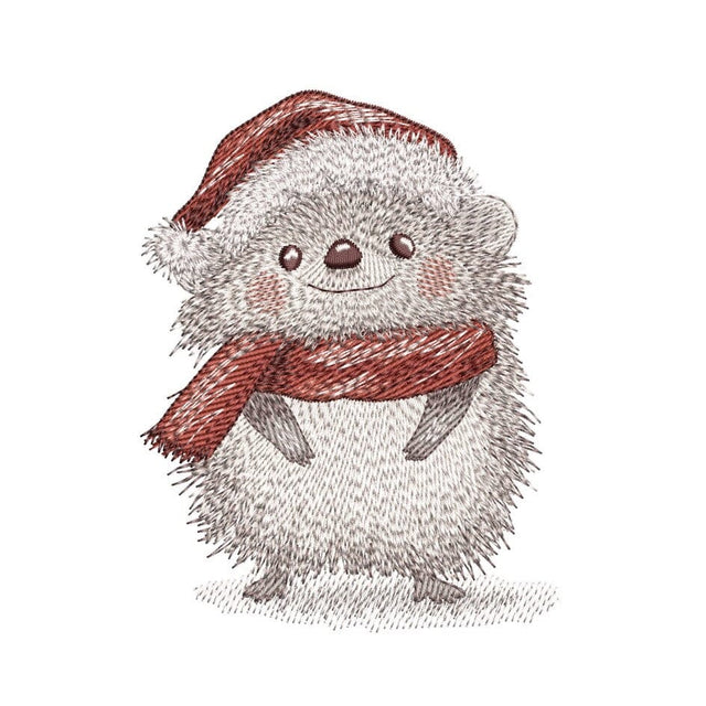 Cristmas Hedgehog Embroidery Design, Merry Christmas Machine Embroidery File, 4 sizes, Instant Download Embroidery/Applique DESIGNS Nino Nadaraia 