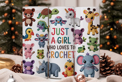 Crochet Amigurumi Animals Tumbler Wrap Sublimation DesignSVG 