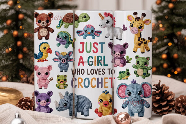 Crochet Amigurumi Animals Tumbler Wrap Sublimation DesignSVG 