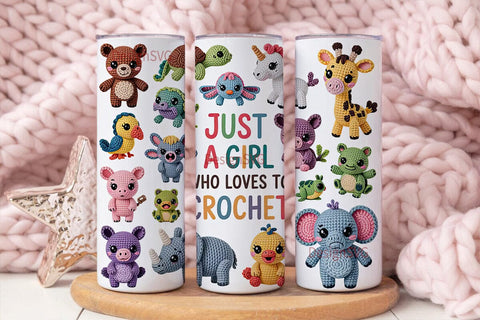 Crochet Amigurumi Animals Tumbler Wrap Sublimation DesignSVG 