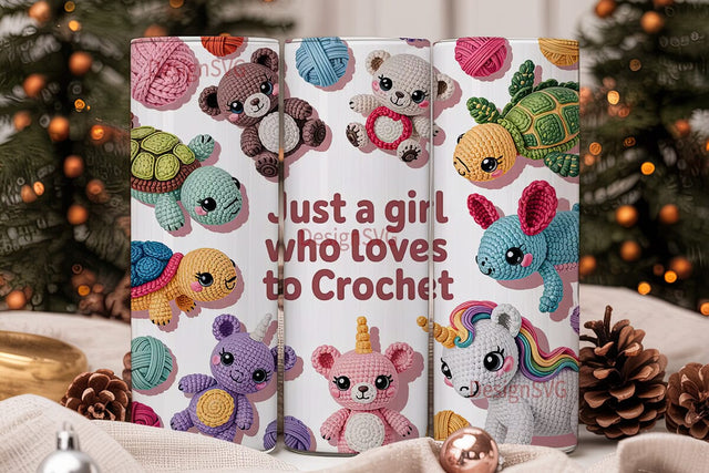 Crochet Amigurumi Animals Tumbler Wrap Sublimation DesignSVG 