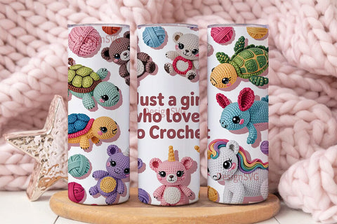 Crochet Amigurumi Animals Tumbler Wrap Sublimation DesignSVG 