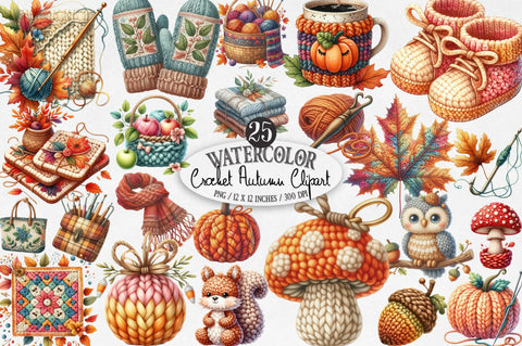 Crochet Autumn Sublimation Clipart Sublimation SVGista 