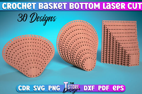 Crochet Basket Bottom Laser Cut | Hobbie Laser Cut Design | CNC Files SVG The T Store Design 