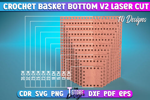 Crochet Basket Bottom Laser Cut | Hobbie Laser Cut Design | CNC Files SVG The T Store Design 