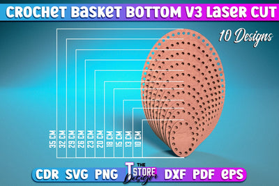 Crochet Basket Bottom Laser Cut | Hobbie Laser Cut Design | CNC Files SVG The T Store Design 