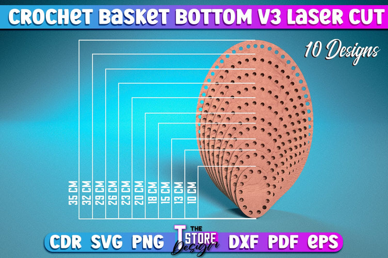 Crochet Basket Bottom Laser Cut | Hobbie Laser Cut Design | CNC Files SVG The T Store Design 