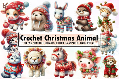 Crochet Christmas Animal Sublimation Sublimation designartist 