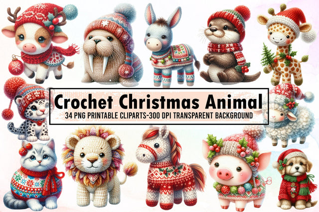 Crochet Christmas Animal Sublimation Sublimation designartist 