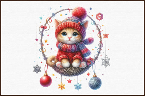 Crochet Christmas Cat Sublimation Bundle Sublimation designartist 