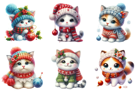 Crochet Christmas Cat Sublimation Bundle Sublimation designartist 