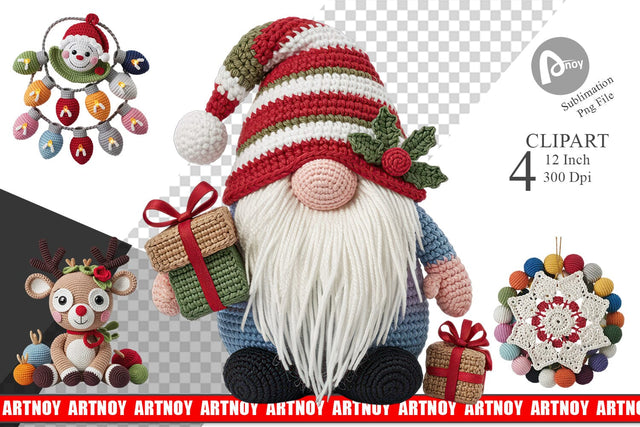 Crochet Christmas Clipart Sublimation artnoy 