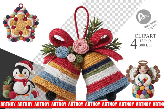 Crochet Christmas Clipart Sublimation artnoy 