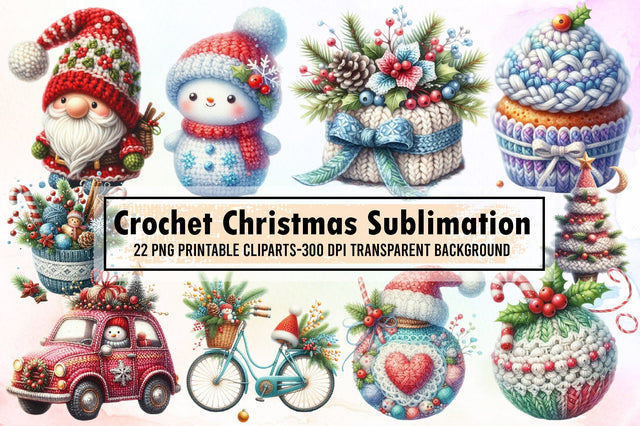 Crochet Christmas Clipart Sublimation Sublimation designartist 