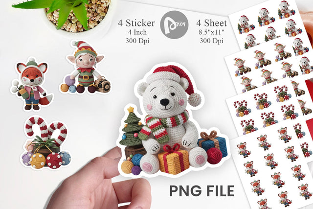 Crochet Christmas Sticker Sublimation artnoy 