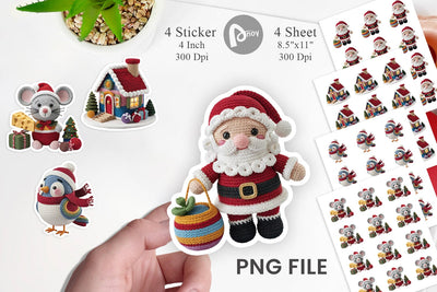 Crochet Christmas Sticker Sublimation artnoy 