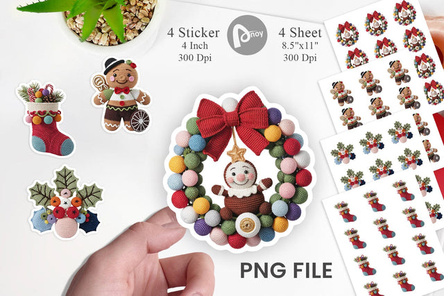 Crochet Christmas Sticker Sublimation artnoy 