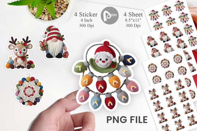 Crochet Christmas Sticker Sublimation artnoy 