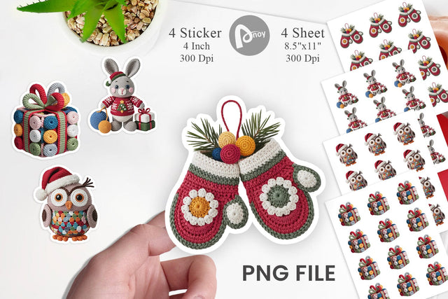 Crochet Christmas Sticker Sublimation artnoy 