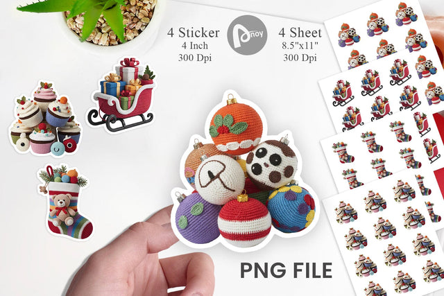Crochet Christmas Sticker Sublimation artnoy 