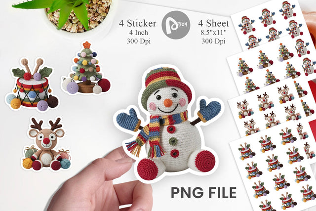 Crochet Christmas Sticker Sublimation artnoy 