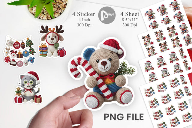 Crochet Christmas Sticker Sublimation artnoy 