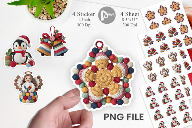 Crochet Christmas Sticker Sublimation artnoy 