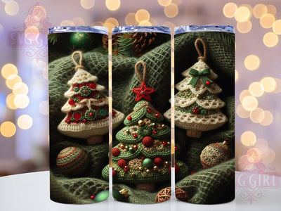 Crochet Christmas Sweater Tree Tumbler, Tree Trio Sublimation Design, Festive Holiday Cup Art, 20oz Xmas Tumbler, Whimsical Crochet Mug, Stylish Christmas Cup, Cozy Holiday Wrap Sublimation SvggirlplusArt 