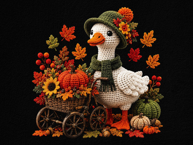 Crochet Fall Duck Pumpkin Cart PNG Art SVG artprintfile 