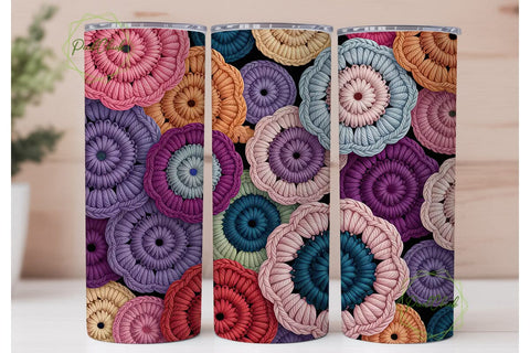 Crochet Floral 20oz Tumbler Wrap Sublimation PixelChick 