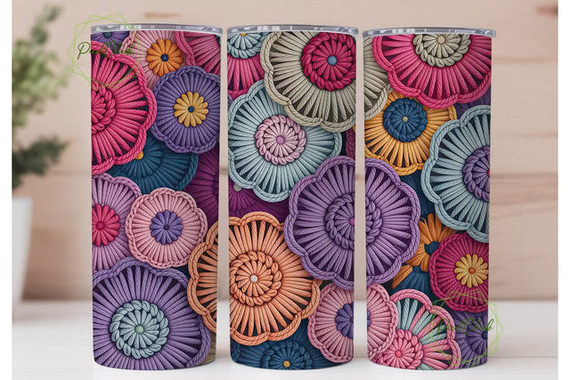 Crochet Floral 20oz Tumbler Wrap Sublimation PixelChick 