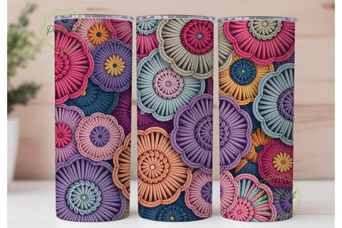 Crochet Floral 20oz Tumbler Wrap Sublimation PixelChick 