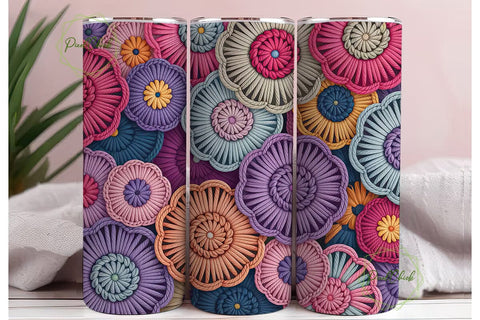 Crochet Floral 20oz Tumbler Wrap Sublimation PixelChick 