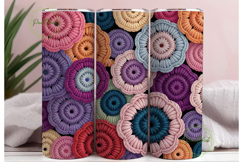 Crochet Floral 20oz Tumbler Wrap Sublimation PixelChick 