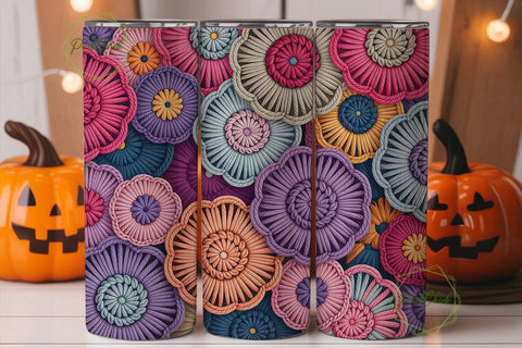 Crochet Floral 20oz Tumbler Wrap Sublimation PixelChick 