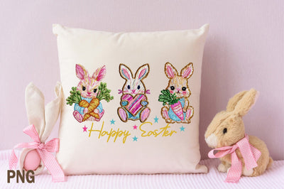 Crochet Happy Bunny Easter PNG Sublimation SVGArt 