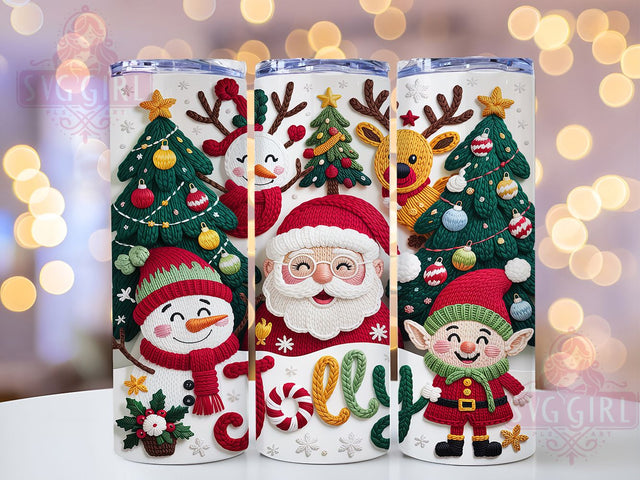 Crochet Jolly Christmas Holiday Tumbler, Festive Holiday Sublimation Design, Handmade Crochet Cup Art, 20oz Xmas Tumbler, Whimsical Jolly Mug, Stylish Christmas Cup, Cozy Holiday Wrap Sublimation SvggirlplusArt 
