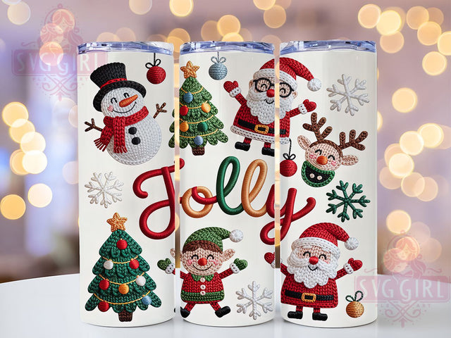 Crochet Jolly Christmas Holiday Tumbler, Festive Holiday Sublimation Design, Handmade Crochet Cup Art, 20oz Xmas Tumbler, Whimsical Jolly Mug, Stylish Christmas Cup, Cozy Holiday Wrap Sublimation SvggirlplusArt 