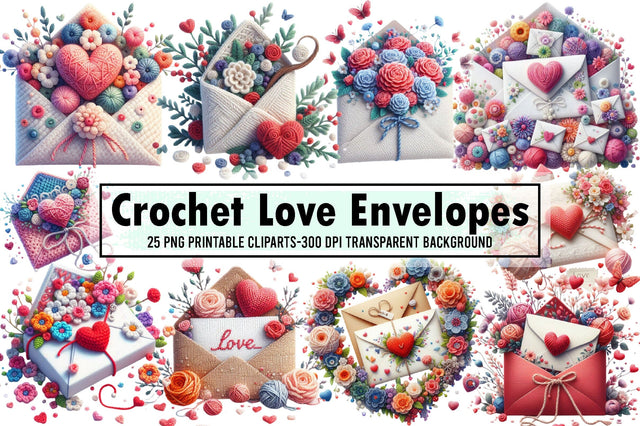 Crochet Love Envelopes Sublimation Sublimation designartist 