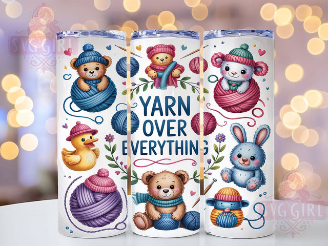 Crochet Lover Yarn Over Crafty Gift Tumbler, Yarn Tumbler Wrap, Cute Crochet Animal PNG, 20oz Sublimation Design, Yarn Over Everything, Crochet Gift Idea, Crafty Tumbler Wrap Sublimation SvggirlplusArt 