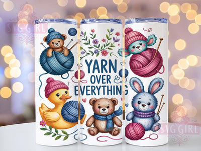 Crochet Lover Yarn Over Crafty Gift Tumbler, Yarn Tumbler Wrap, Cute Crochet Animal PNG, 20oz Sublimation Design, Yarn Over Everything, Crochet Gift Idea, Crafty Tumbler Wrap Sublimation SvggirlplusArt 